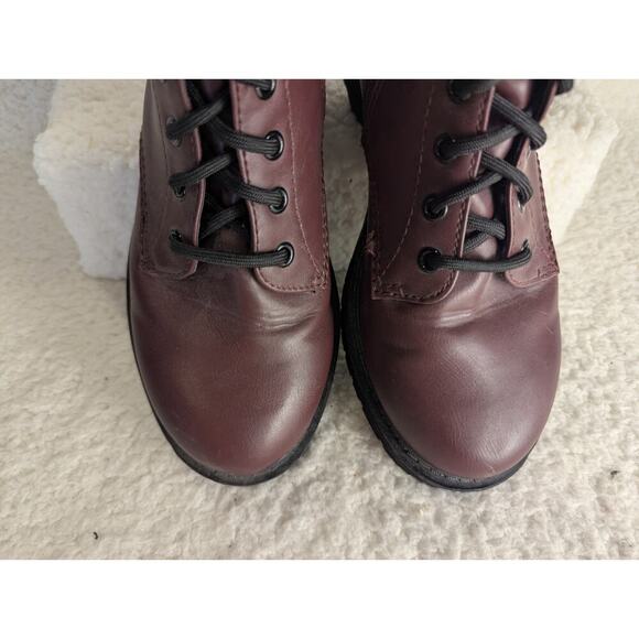 Combat Lug Boots Size 7.5 Military Style Women's Comfort Time & Tru Wine * - Picture 4 of 14